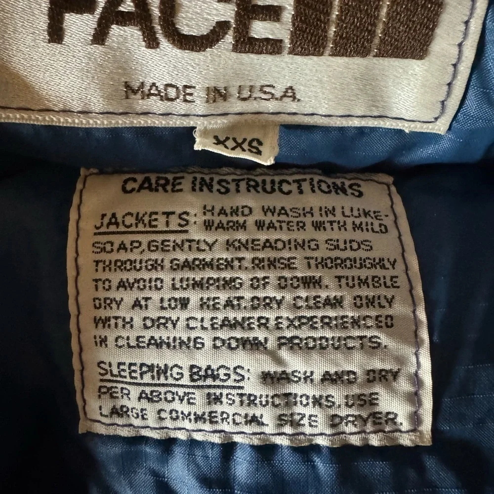 Vintage The North Face brown label down fill blue puffer jacket RARE SIZE XXS